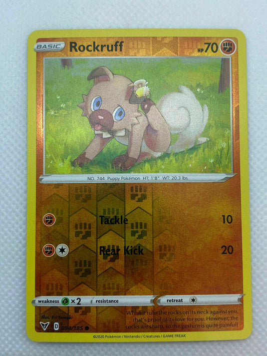 Pokémon Sword & Shield Vivid Voltage Rockruff Reverse HOLO Common #094/185 NM