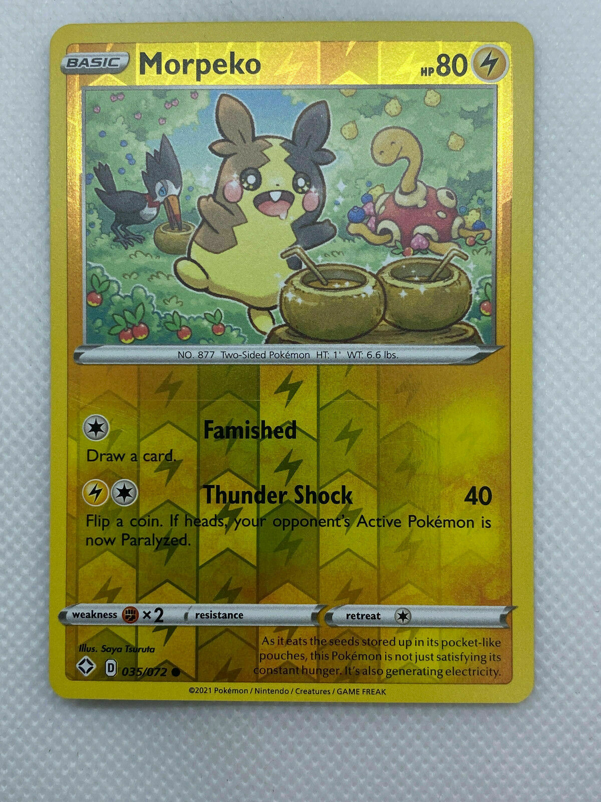 Pokémon Shining Fates Morpeko 035/072 Reverse Holo Common NM FRESH PULL