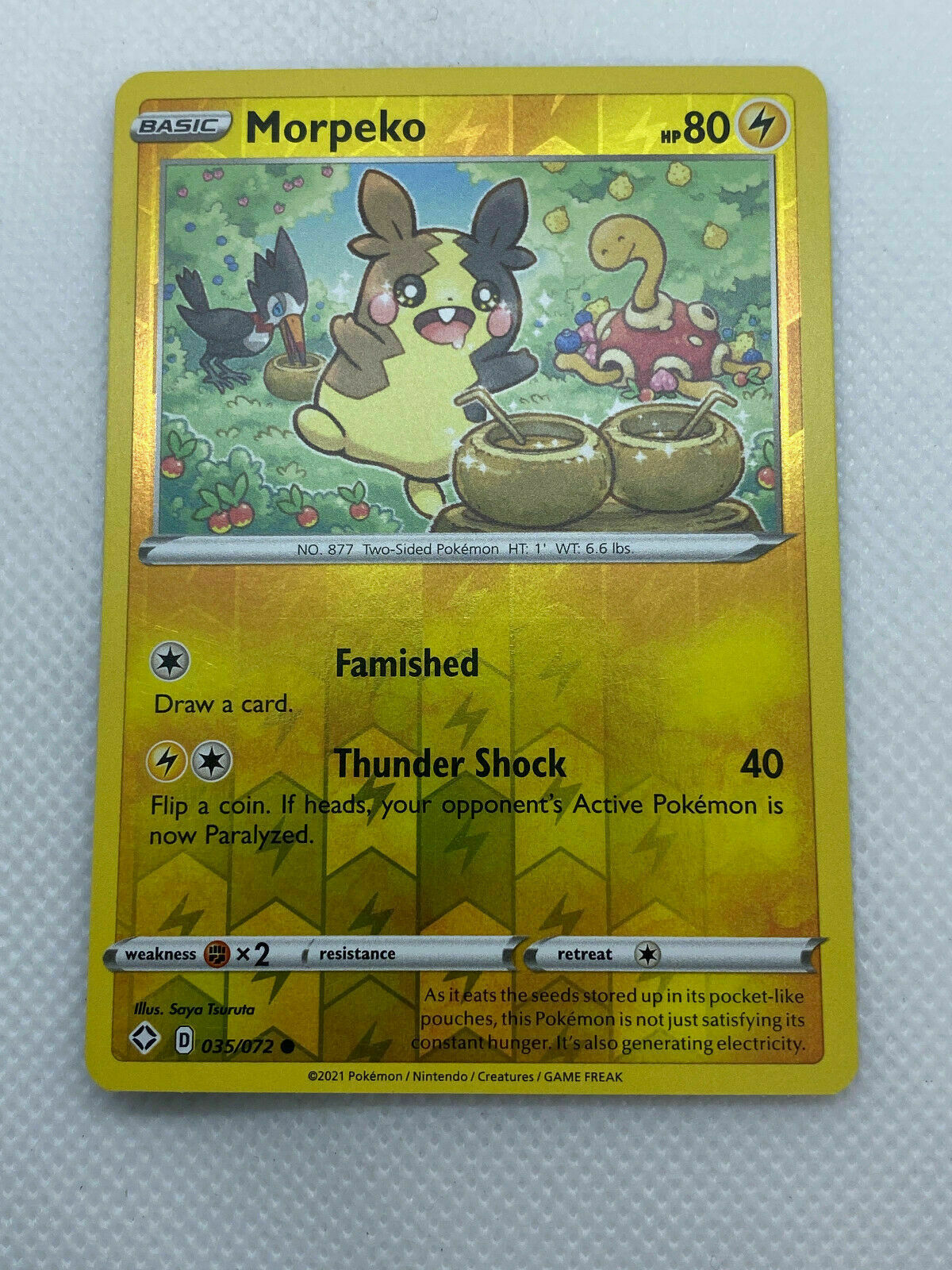 Pokémon Shining Fates Morpeko 035/072 Reverse Holo Common NM FRESH PULL