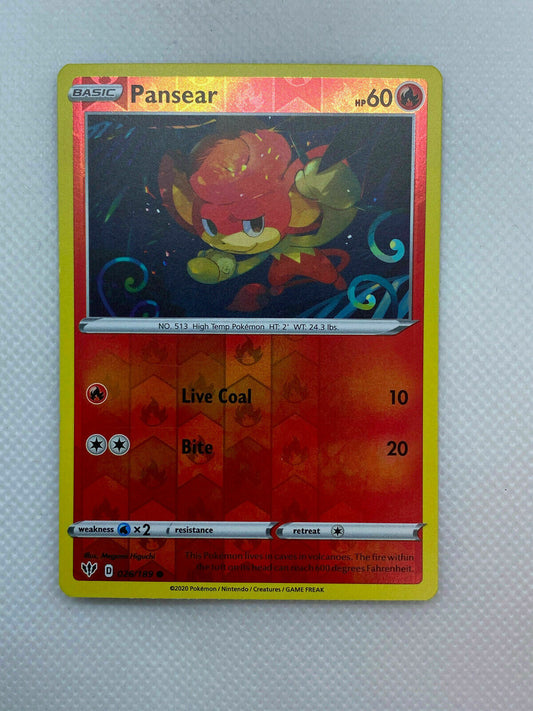 Pokémon Sword & Shield Darkness Ablaze Reverse HOLO Common Pansear #026/189