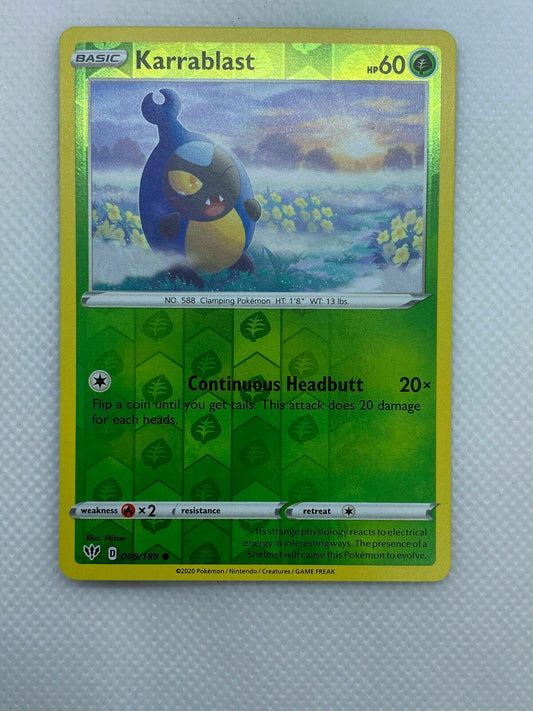 Pokémon Sword & Shield Darkness Ablaze Reverse HOLO Common Karrablast #008/189