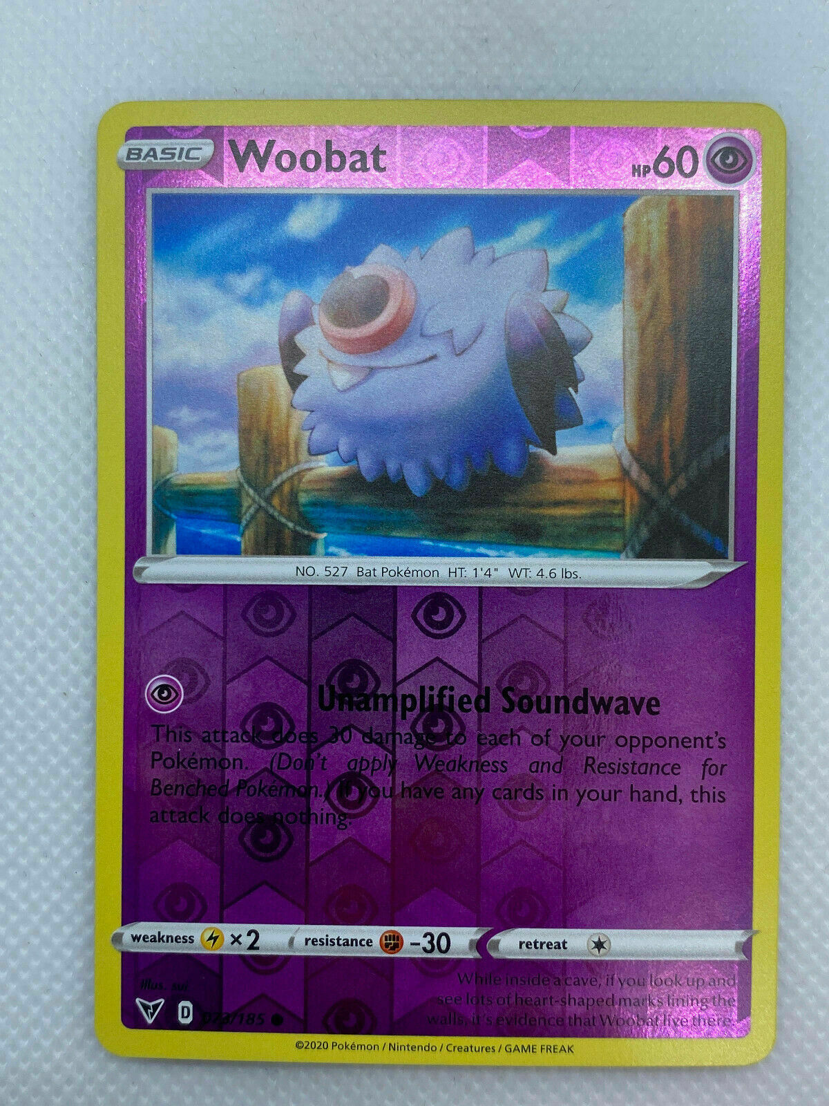 Pokémon Sword & Shield Vivid Voltage Woobat Reverse HOLO Common #073/185 NM