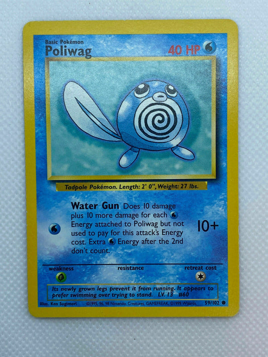 Pokémon Base Set Series 59/102 Common Poliwag WOTC MP/LP