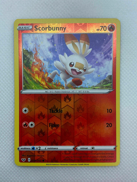 Pokémon Sword & Shield Reverse Holo Common Scorbunny #031/202 NM