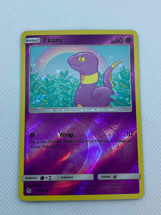 Pokémon Hidden Fates Reverse Holo Common #25/68 Ekans Fresh Pull Near Mint