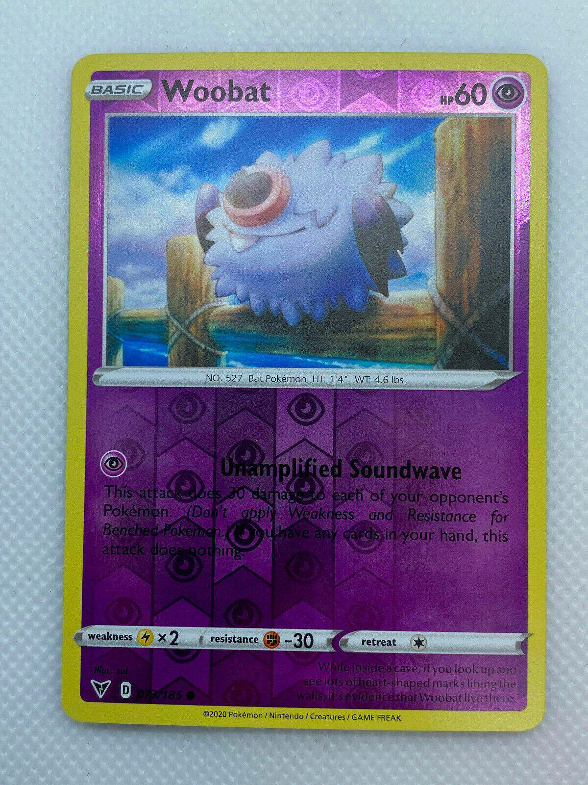 Pokémon Sword & Shield Vivid Voltage Woobat Reverse HOLO Common #073/185 NM