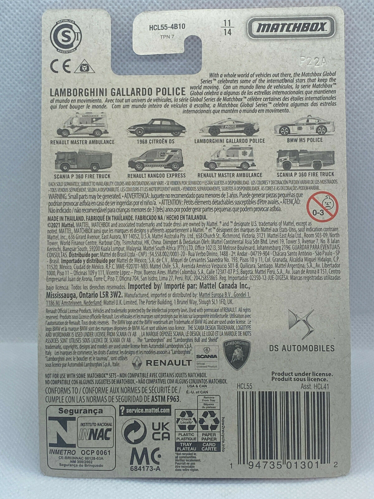 2021 Matchbox Global Series 11/14 Lamborghini Gallardo Police NIP