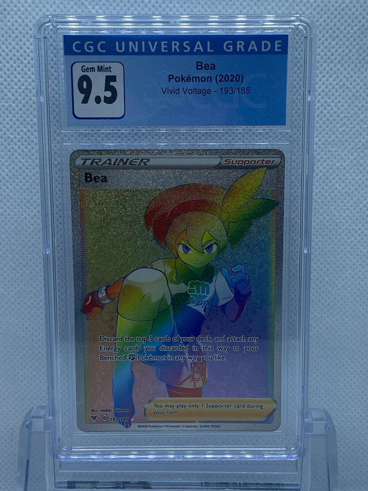 Pokémon (2020) Vivid Voltage Trainer Hyper Rare Bea 193/185 CGC 9.5 GEM MINT