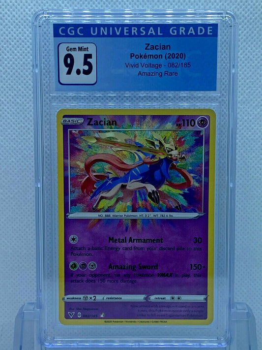 Pokémon (2020) Vivid Voltage Zacian Secret Rare 082/185 CGC 9.5 GEM MINT