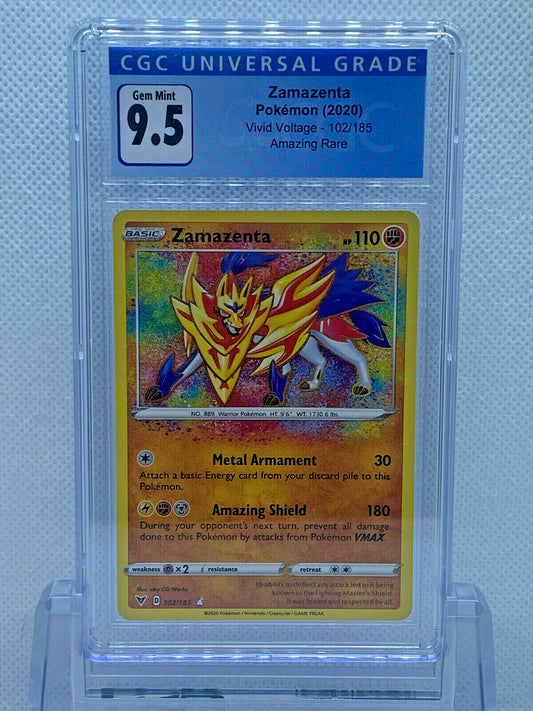 Pokémon (2020) Vivid Voltage Zamazenta Secret Rare 102/185 CGC 9.5 GEM MINT