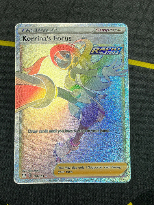 Pokémon Sword & Shield Battle Styles Korrina's Focus Rainbow SR 174/163 NM