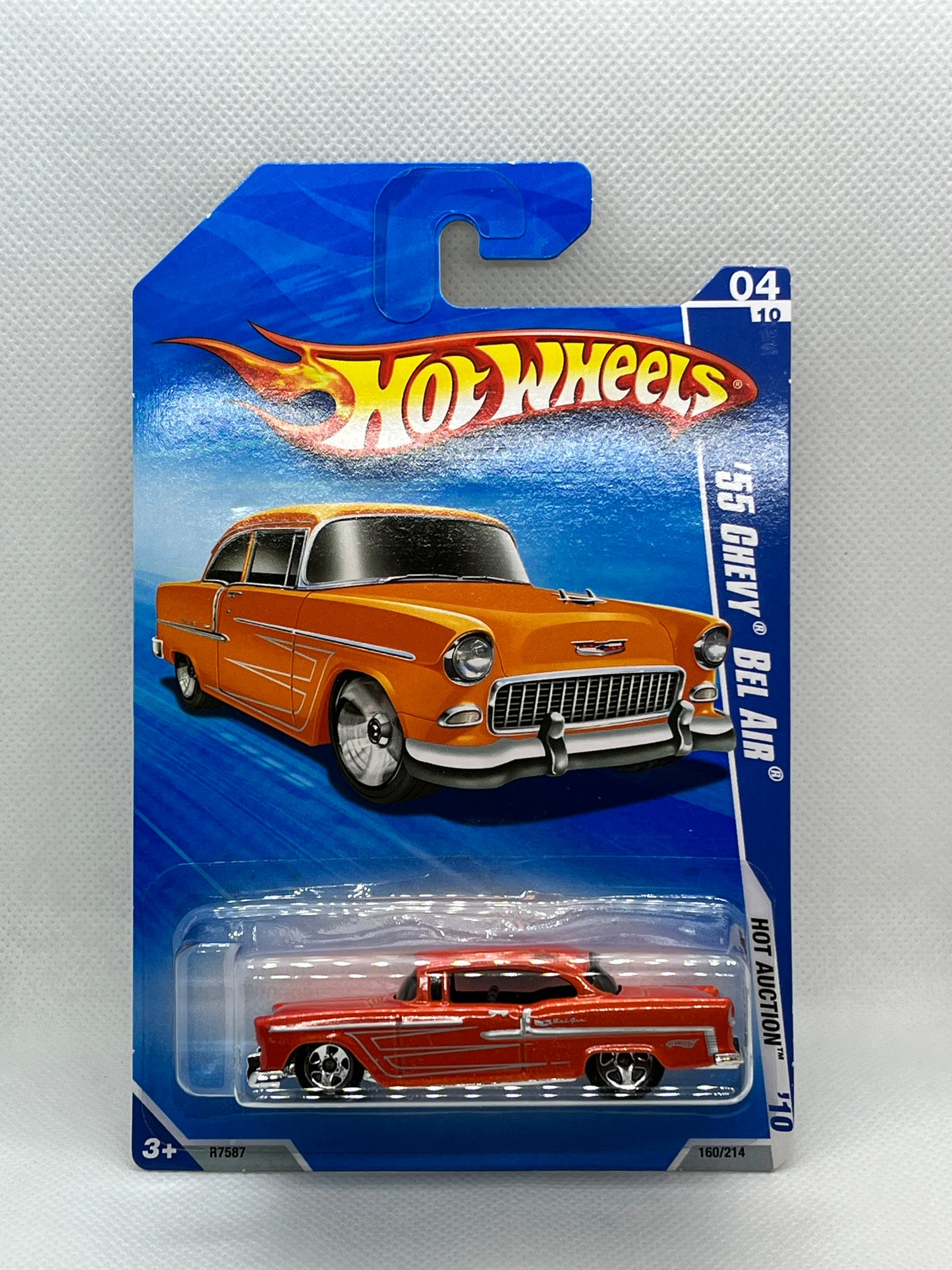 2010 Hot Wheels '55 Chevy Bel Air Orange RARE Reverse ERROR With Protector