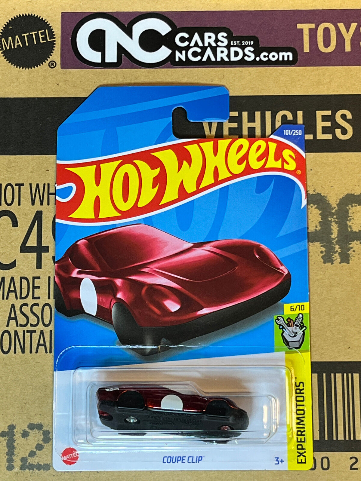 2022 Hot Wheels Experimotors 6 10 Coupe Clip Red 101 250 NIP Cars N Cards