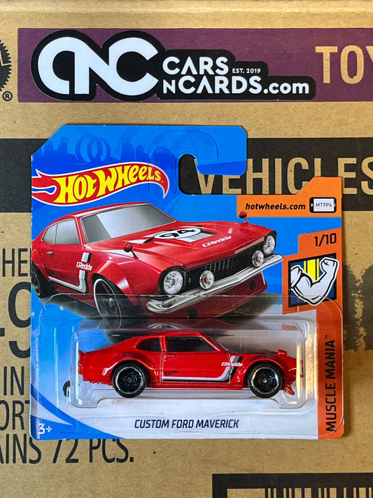 2019 Hot Wheels Muscle Mania #1/10 Custom Ford Maverick Red Short Card NIP