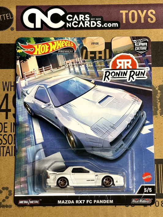 2022 Hot Wheels Premium Car Culture Ronin Run #5/5 Mazda RX7 FC PANDEM White