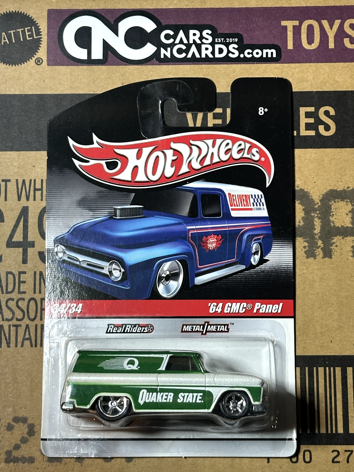 2009 Hot Wheels Delivery Real Riders Slick Rides Quaker State 64 GMC Panel Green
