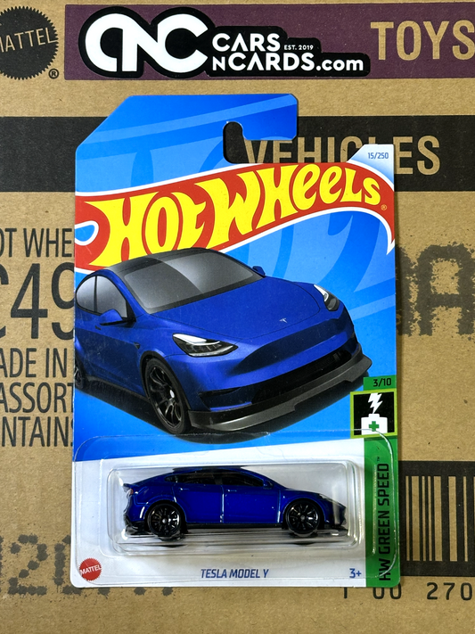 2024 Hot Wheels HW Green Speed #3/10 Tesla Model Y Blue NIP