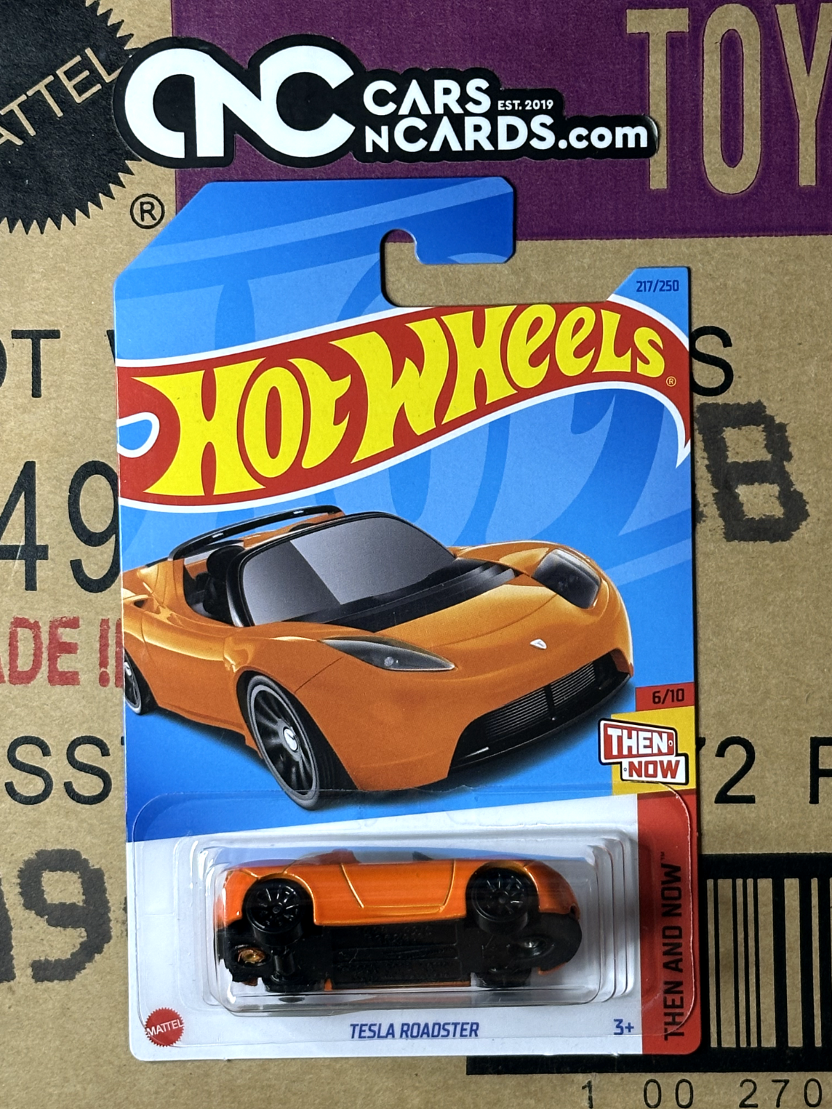 2023 Hot Wheels Then and Now 6/10 Tesla Roadster Orange