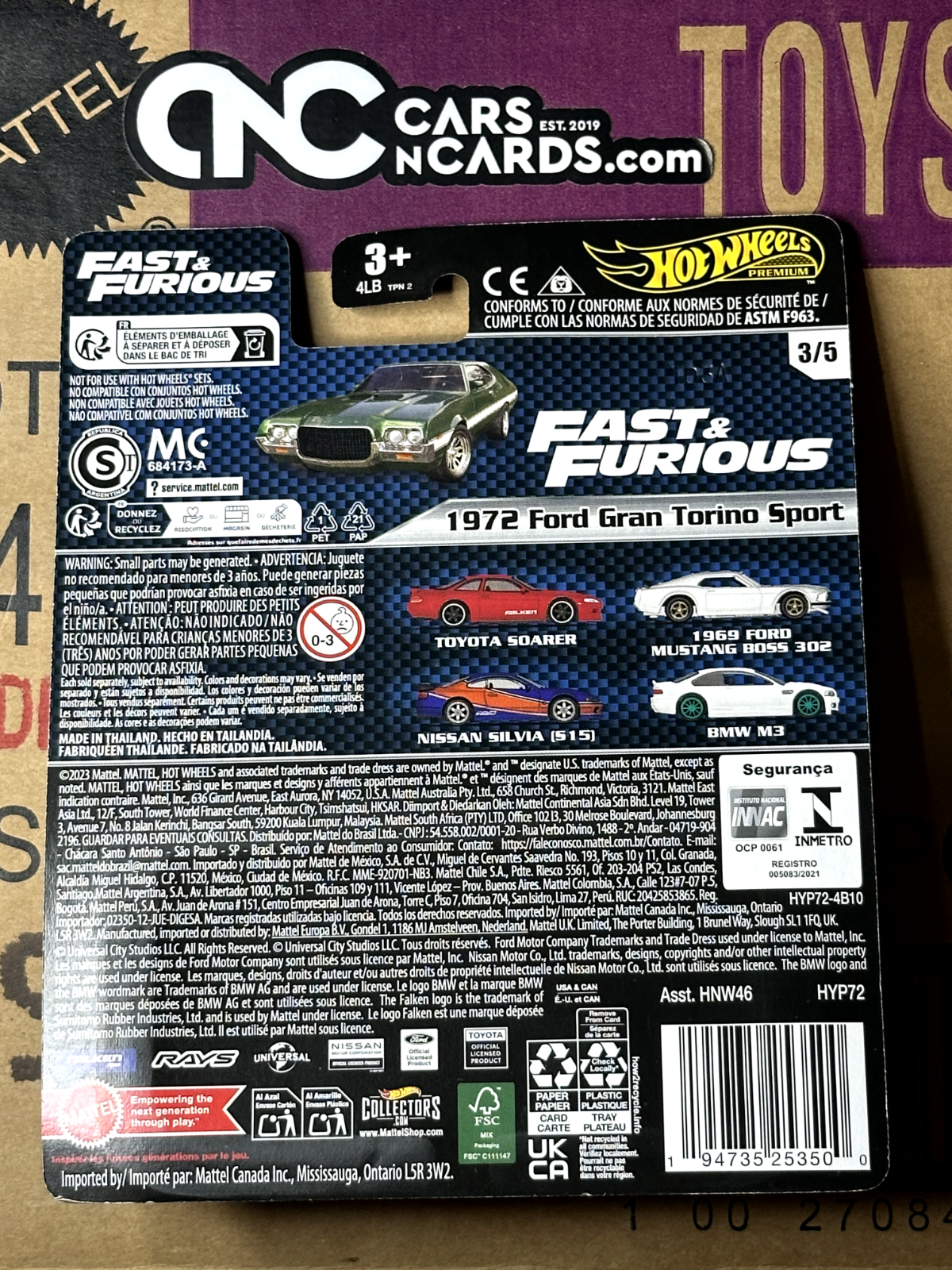 2024 Hot Wheels Premium Fast & Furious 3/5 1972 Ford Gran Torino Sport