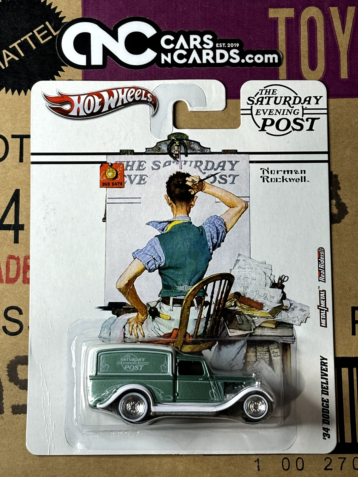 2012 Hot Wheels Premium The Saturday Evening Post '34 Dodge Delivery Card Crease