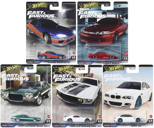 2024 Hot Wheels Premium Fast & Furious S15/Soarer/BMW/Mustang Full Set of 5