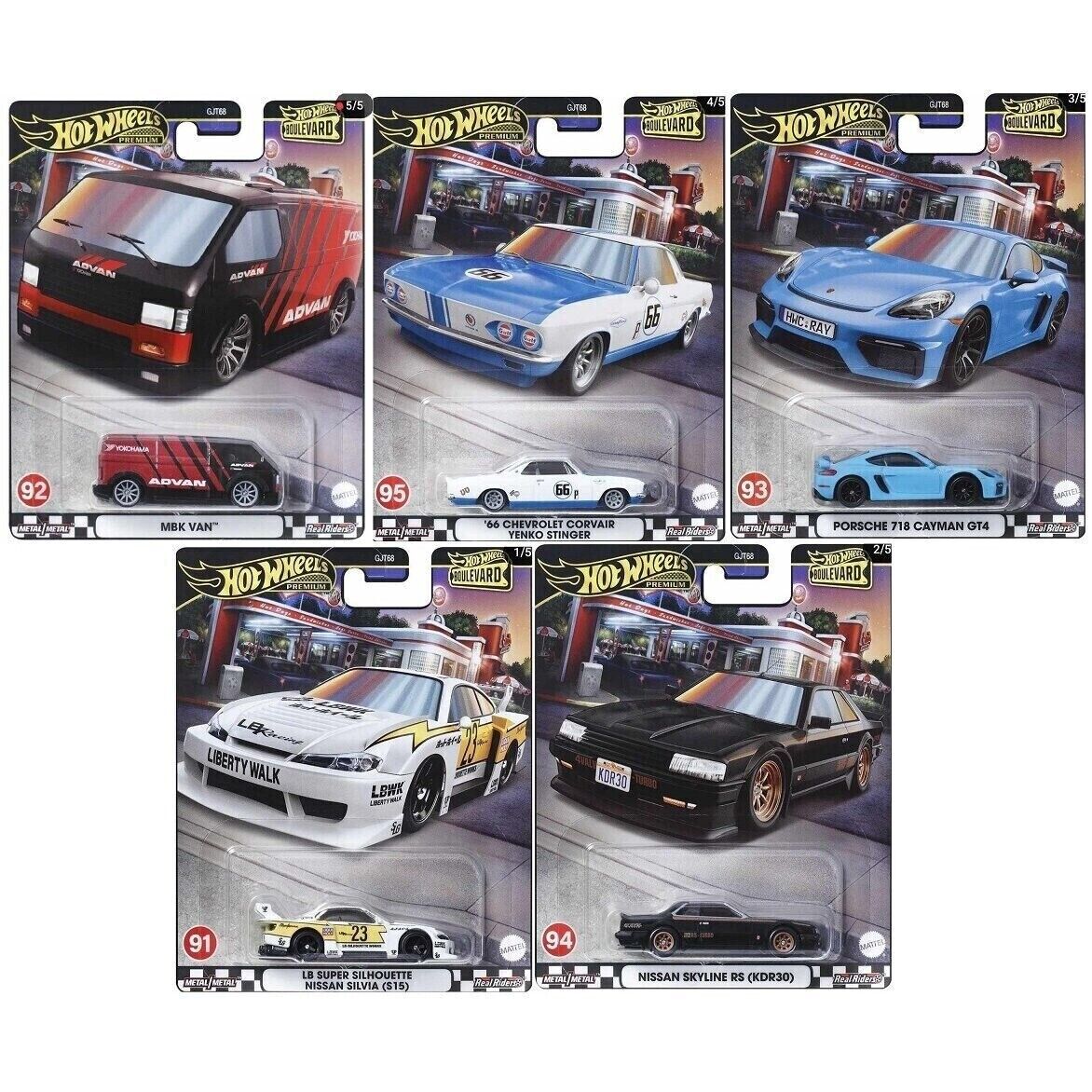 2024 Hot Wheels Premium Boulevard 91-95 Set of 5 S15/Skyline/Porsche/Corvair/MBK