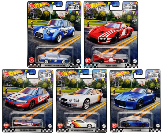 2023 Hot Wheels Premium Boulevard 86-90 Set of 5 Porsche/Honda/Toyota/Nissan Z