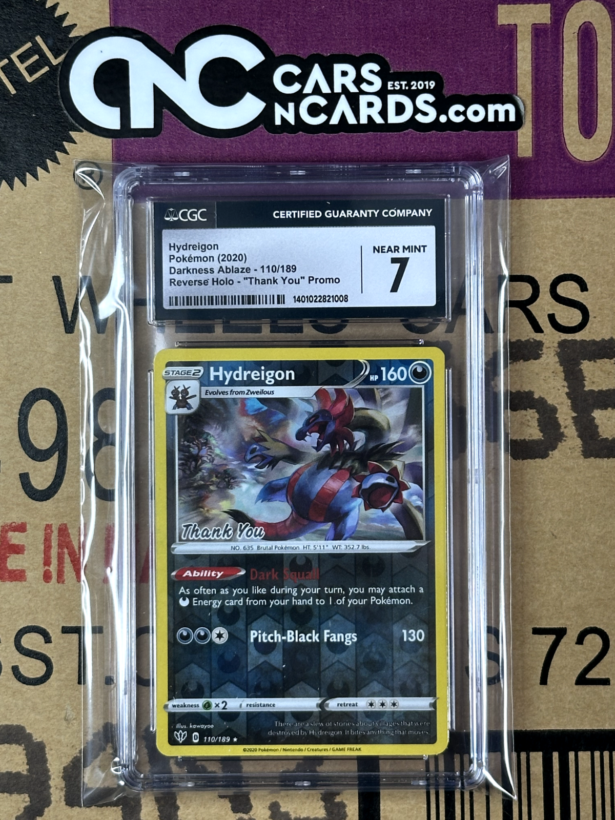 Pokémon (2020) Darkness Ablaze 110/189 "Thank you" Promo Hydreigon CGC 7