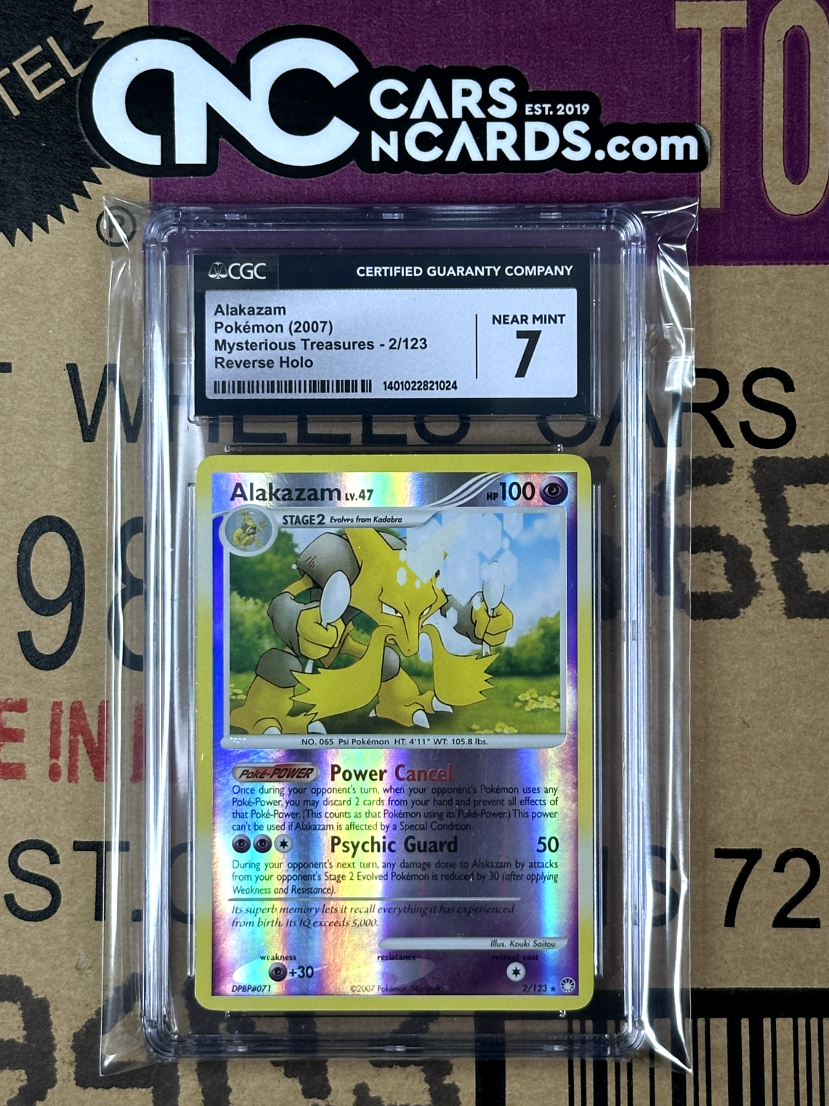 Pokémon (2007) Mysterious Treasures 2/123 Alakazam Reverse Holo CGC 7 Near Mint