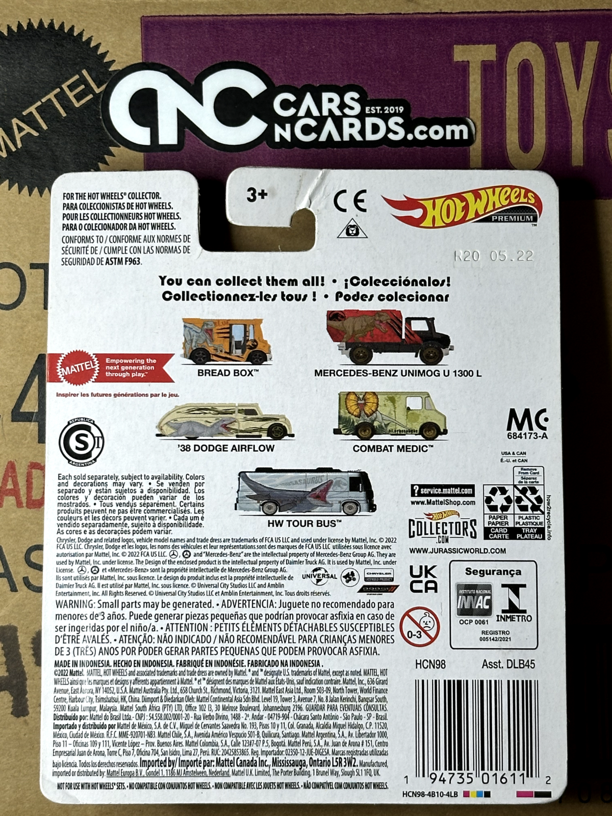 2022 Hot Wheels Pop Culture Jurassic World 1/5 Bread Box (Card Crease)