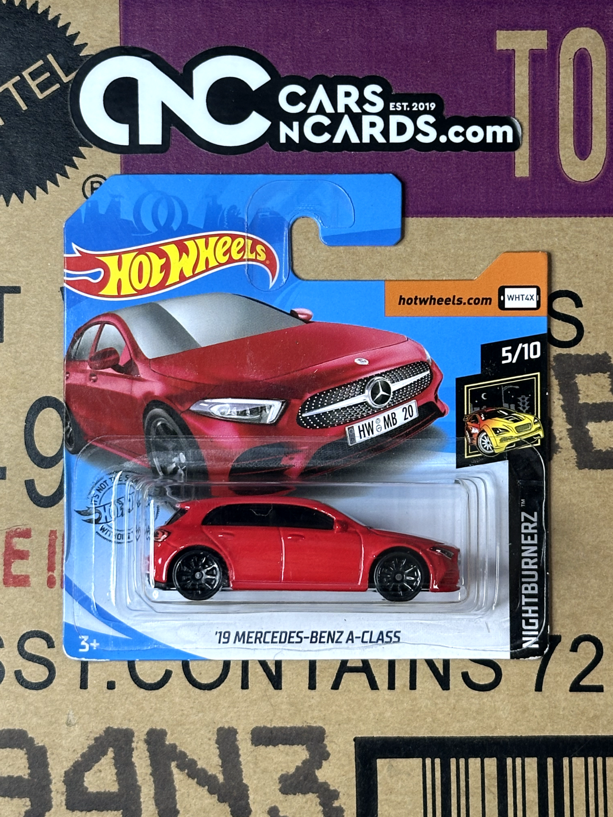 2020 Hot Wheels Nightburnerz 5/10 '19 Mercedes-Benz A-Class Red Short Card