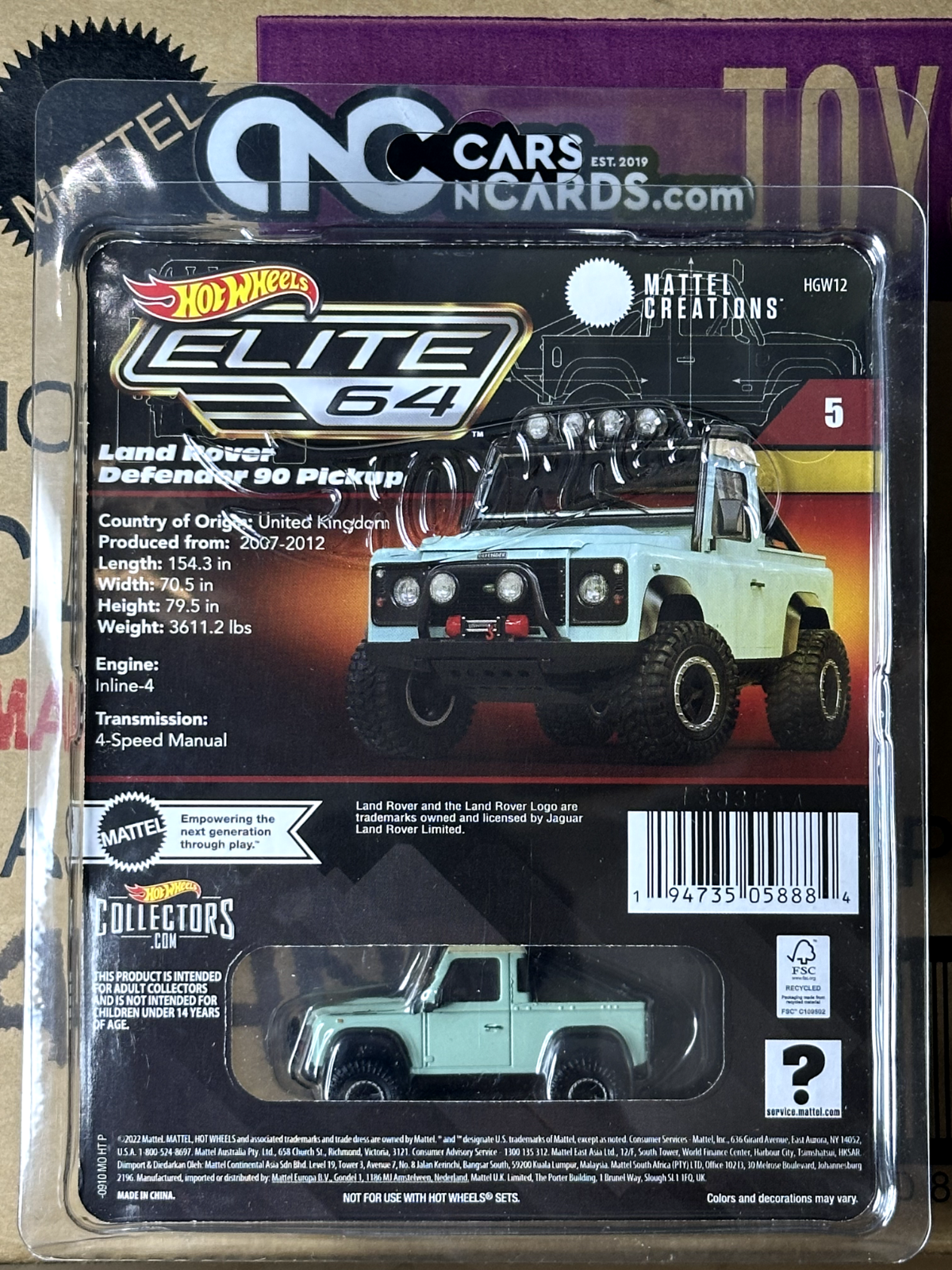 2024 Hot Wheels RLC Elite 64 Land Rover Defender 90 Pickup With Protector