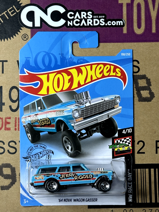 2019 Hot Wheels HW Race Day #4/10 '64 Nova Wagon Gasser #198/250 Blue