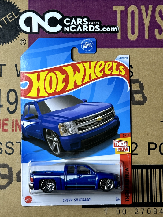 2024 Hot Wheels Then and Now #3/10 Chevy Silverado Blue Pick Up Truck