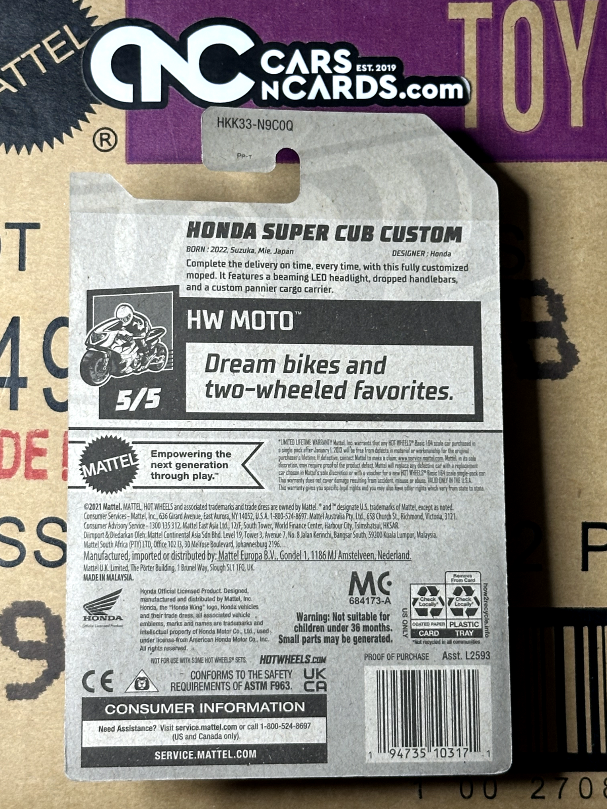 2023 Hot Wheels HW Moto 5/5 Honda Super Cub Custom Blue