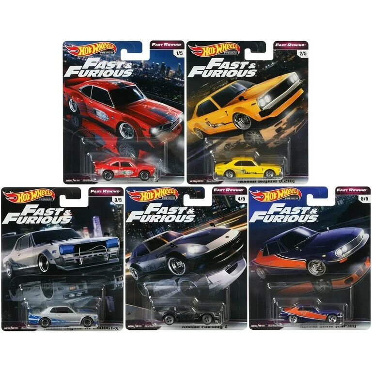 2019 Hot Wheels Premium Fast & Furious Fast Rewind Full Set of 5 Cars