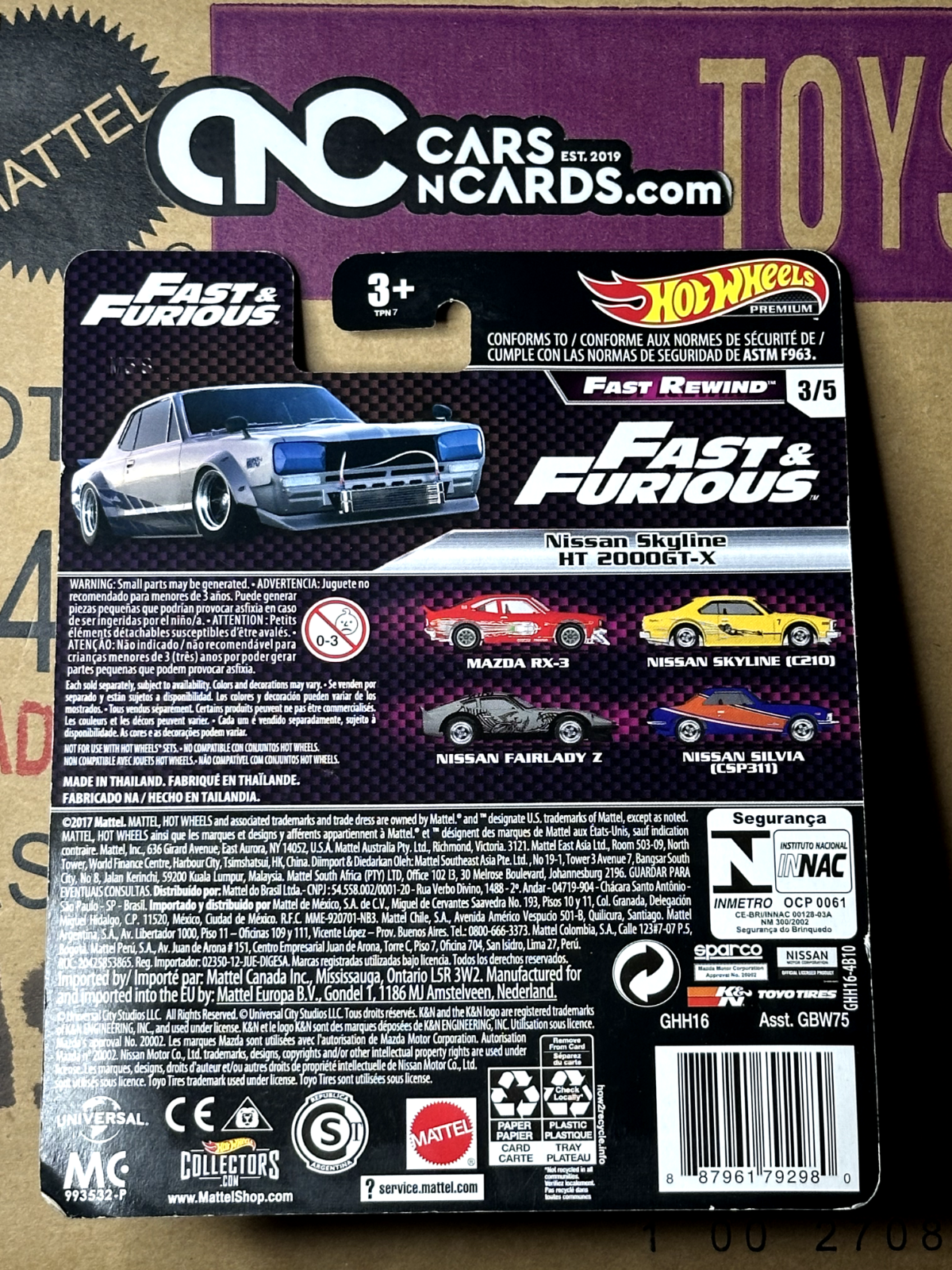 2019 Hot Wheels Premium Fast & Furious Fast Rewind Full Set of 5 Cars