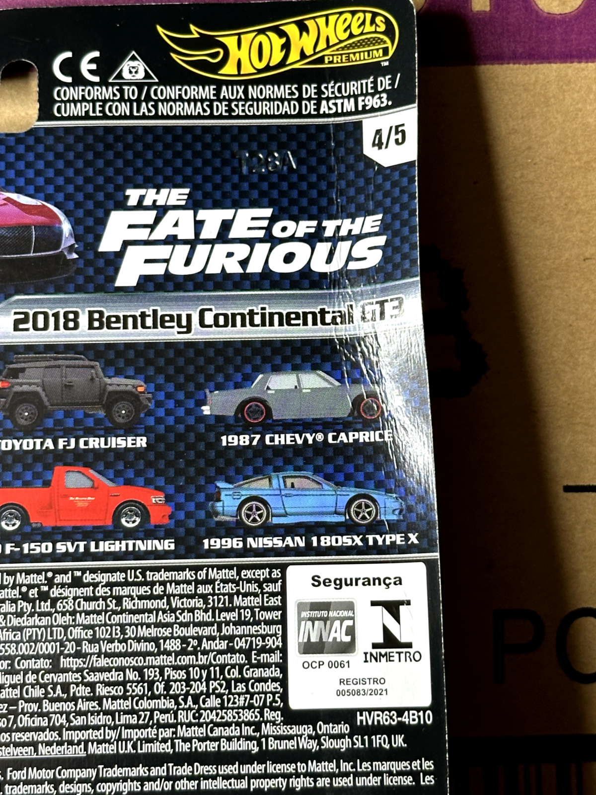 2024 Hot Wheels Fast & Furious Mix 4 2018 Bentley Continental GT3 (Card Crease)