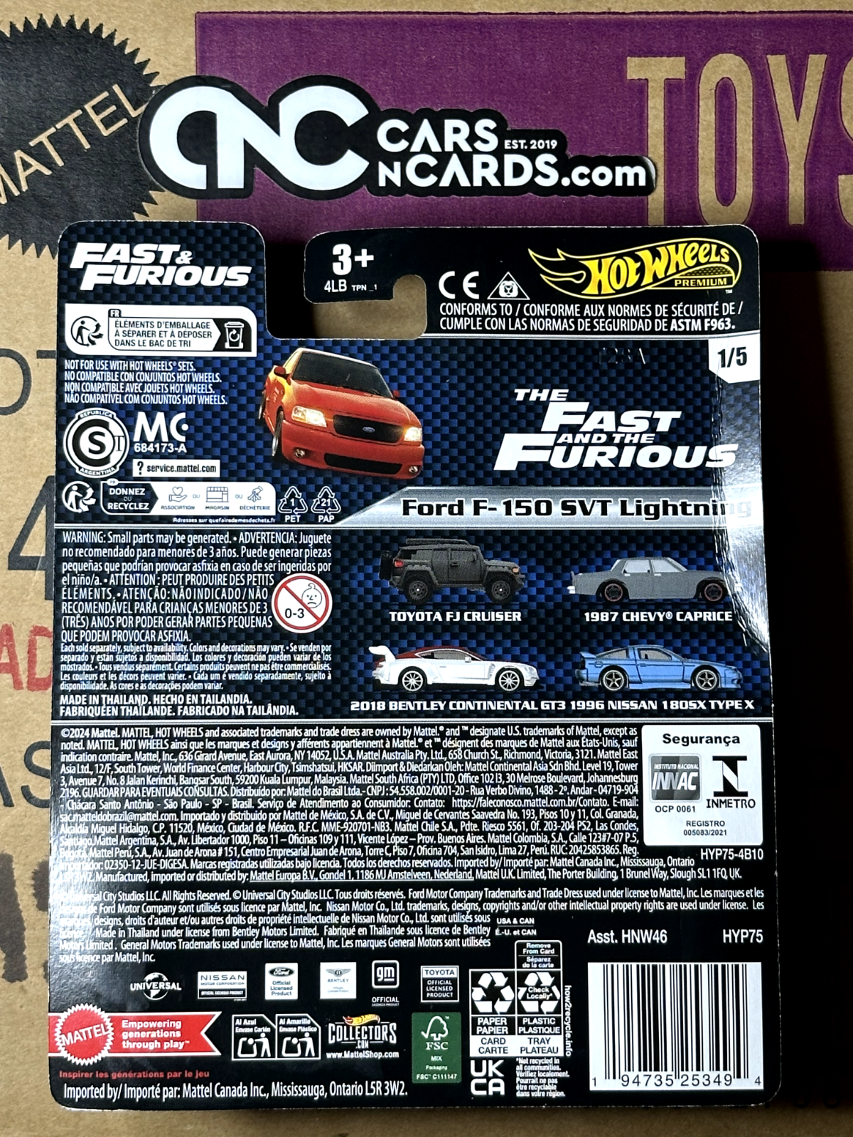 2024 Hot Wheels Fast & Furious Mix 4 #1/5 Ford F-150 SVT Lightning (Card Crease)