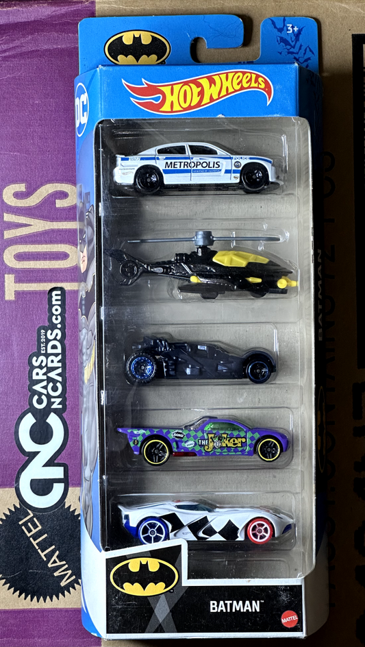 2021 Hot Wheels 5 Pack Batman Dodge Charger/Batcopter/Batmobile/Bedlam/Velocita