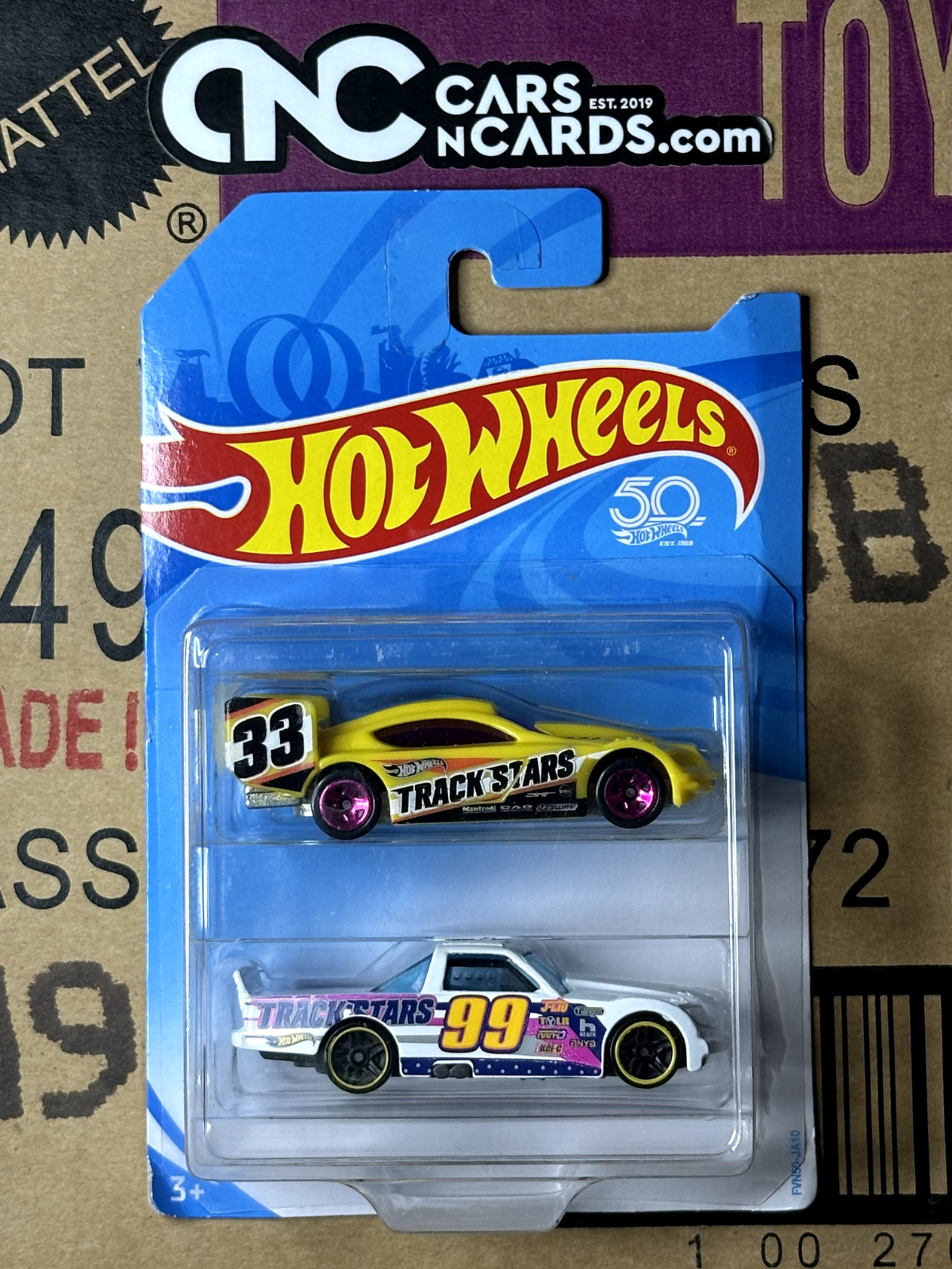 2018 Hot Wheels 50th Anniversary 2 Pack Track Stars (Card Crease)