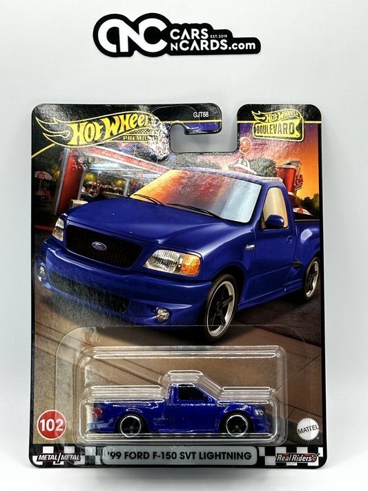 2024 Hot Wheels Premium Boulevard #102 '99 Ford F-150 SVT Lightning Blue