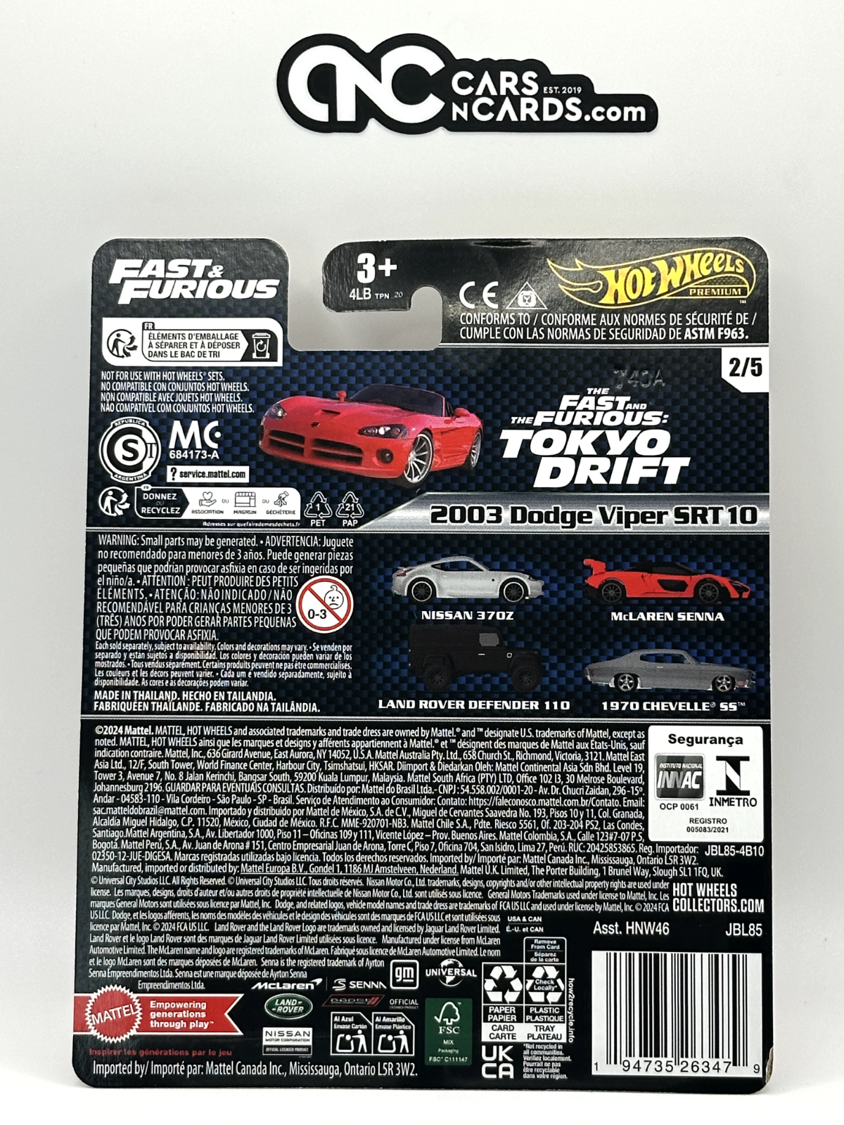 2025 Hot Wheels Premium Fast & Furious 2/5 2003 Dodge Viper SRT 10