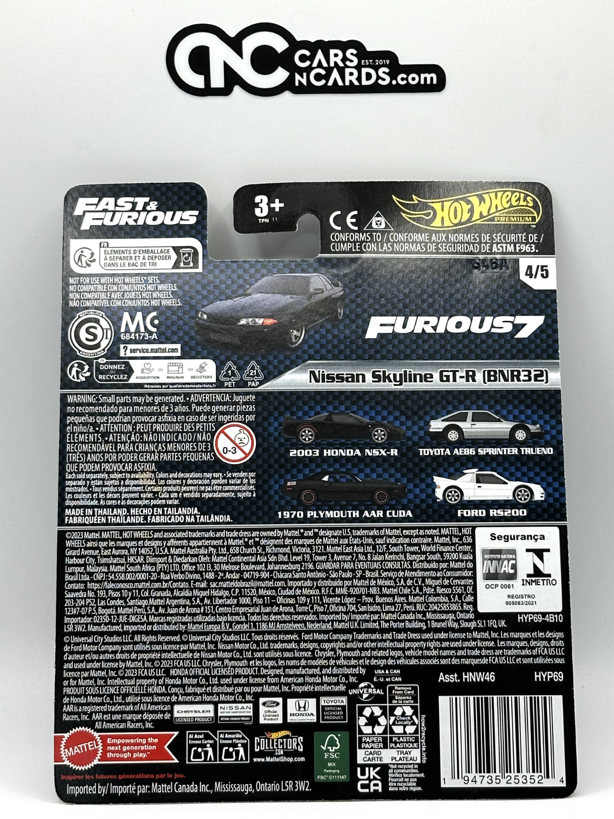 2024 Hot Wheels Premium Fast & Furious 4/5 Nissan Skyline GT-R (BNR32) Black