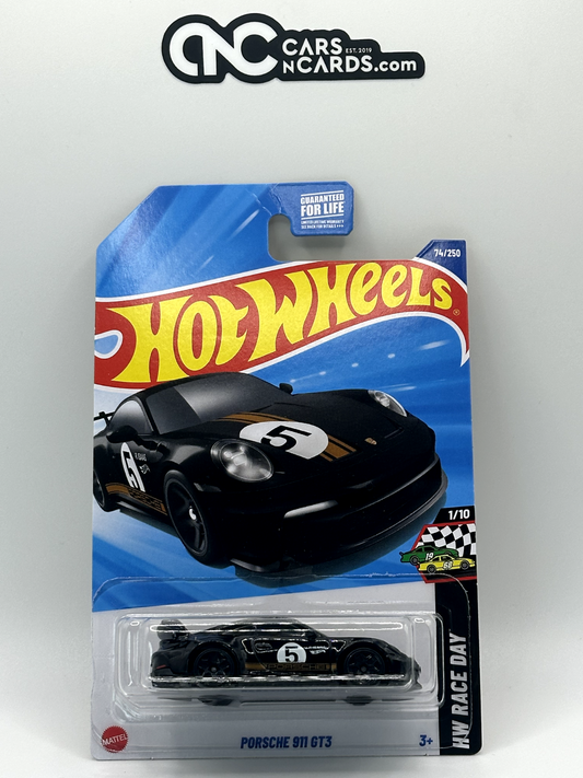 2025 Hot Wheels HW Race Day 1/10 Porsche 911 GT3 Black (Card Crease)