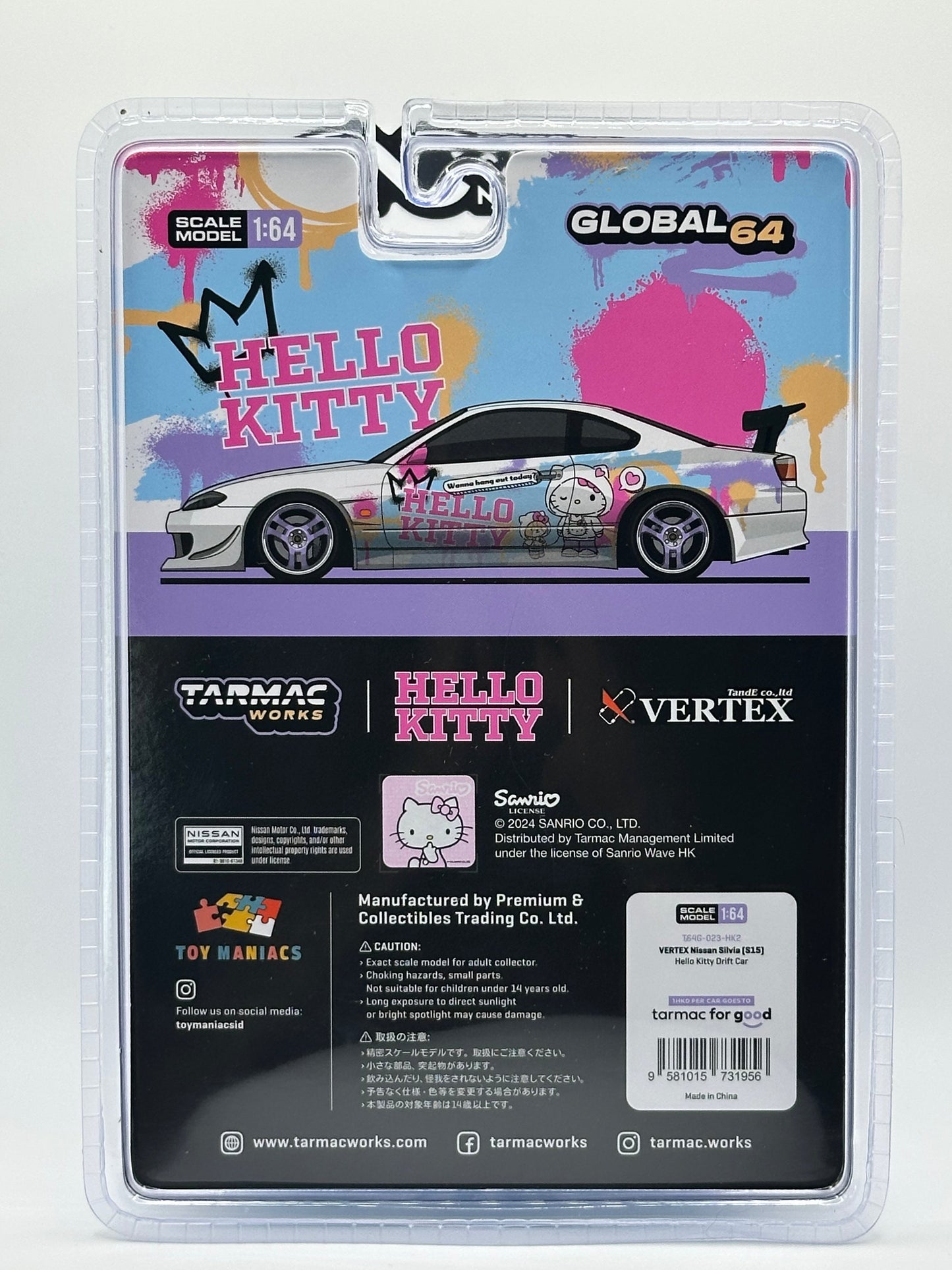 Tarmac Works 1:64 Vertex Nissan Silvia S15 Hello Kitty Special Limited Edition – Indonesia MIJO Exclusives