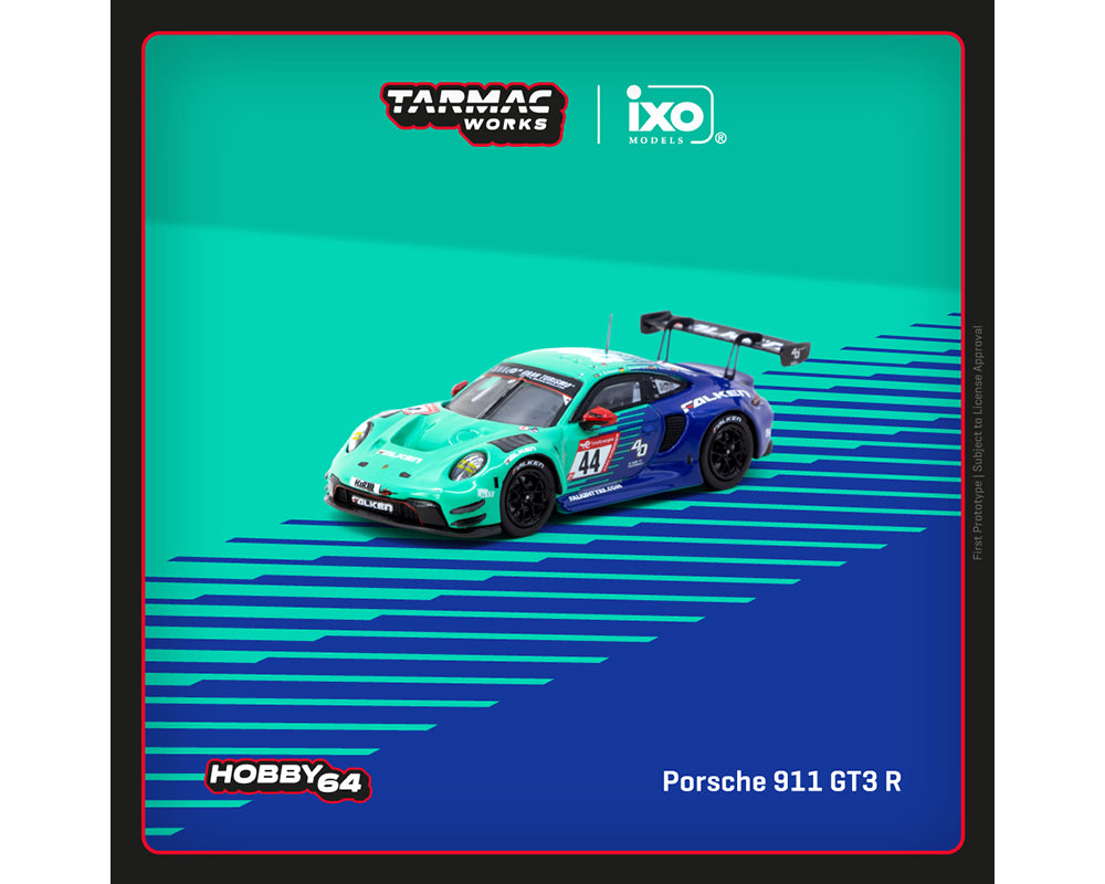 (PRE-ORDER) Tarmac Works 1:64 Porsche 911 GT3 R #44 Nurburgring 24h 2023 J. Eriksson / T. Heinemann / N. Menzel / M. Ragginger – IXO Models Collab – Hobby64