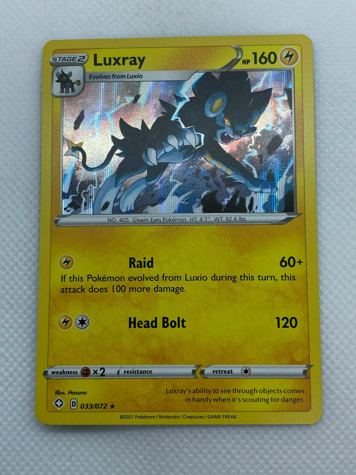 Pokémon Shining Fates Luxray 033/072 Holo RARE NM FRESH PULL