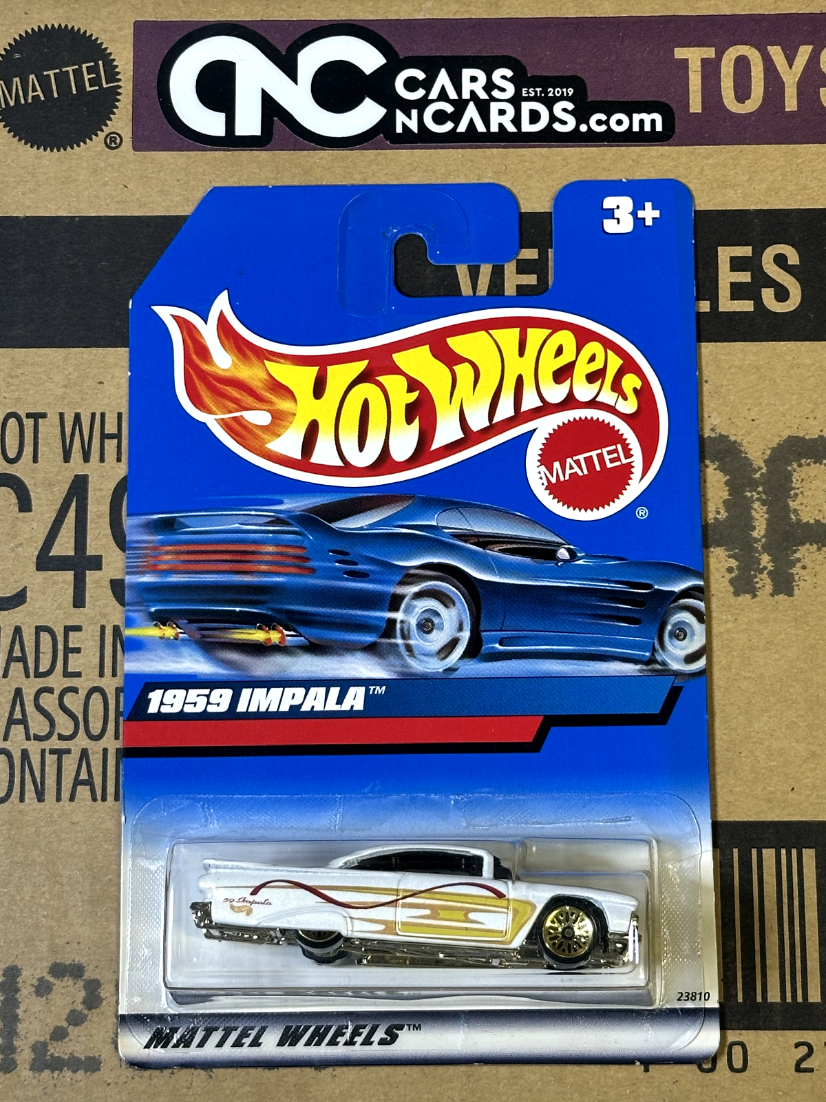 1999 Hot Wheels 1959 Chevrolet Impala White With Flames International Card